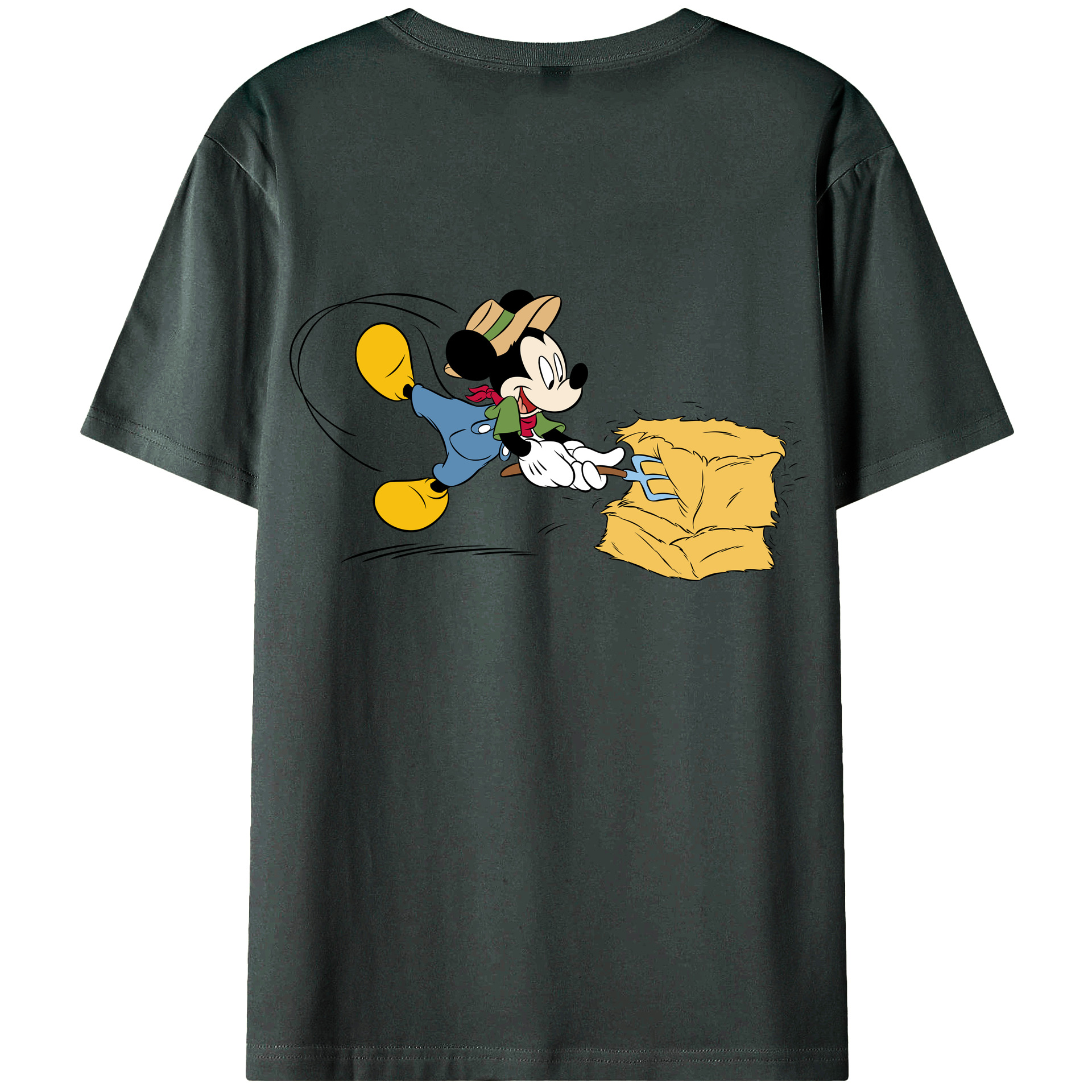 ミッキーマウス Mickey Mouse 綿100％ メンズ半袖Tシャツ（バックプリント） 通気性